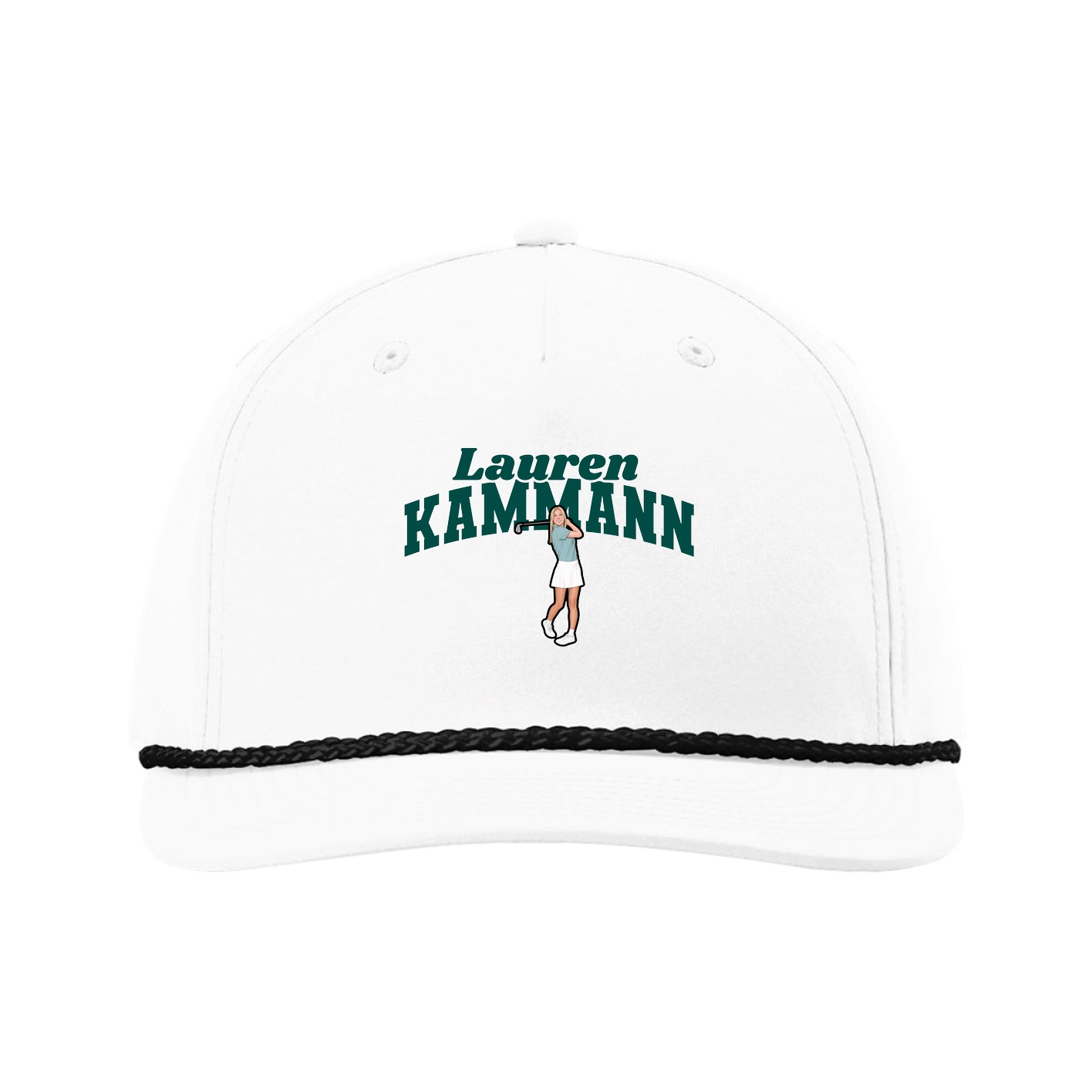 Five-Panel Classic Rope Cap — Signature Arch in White