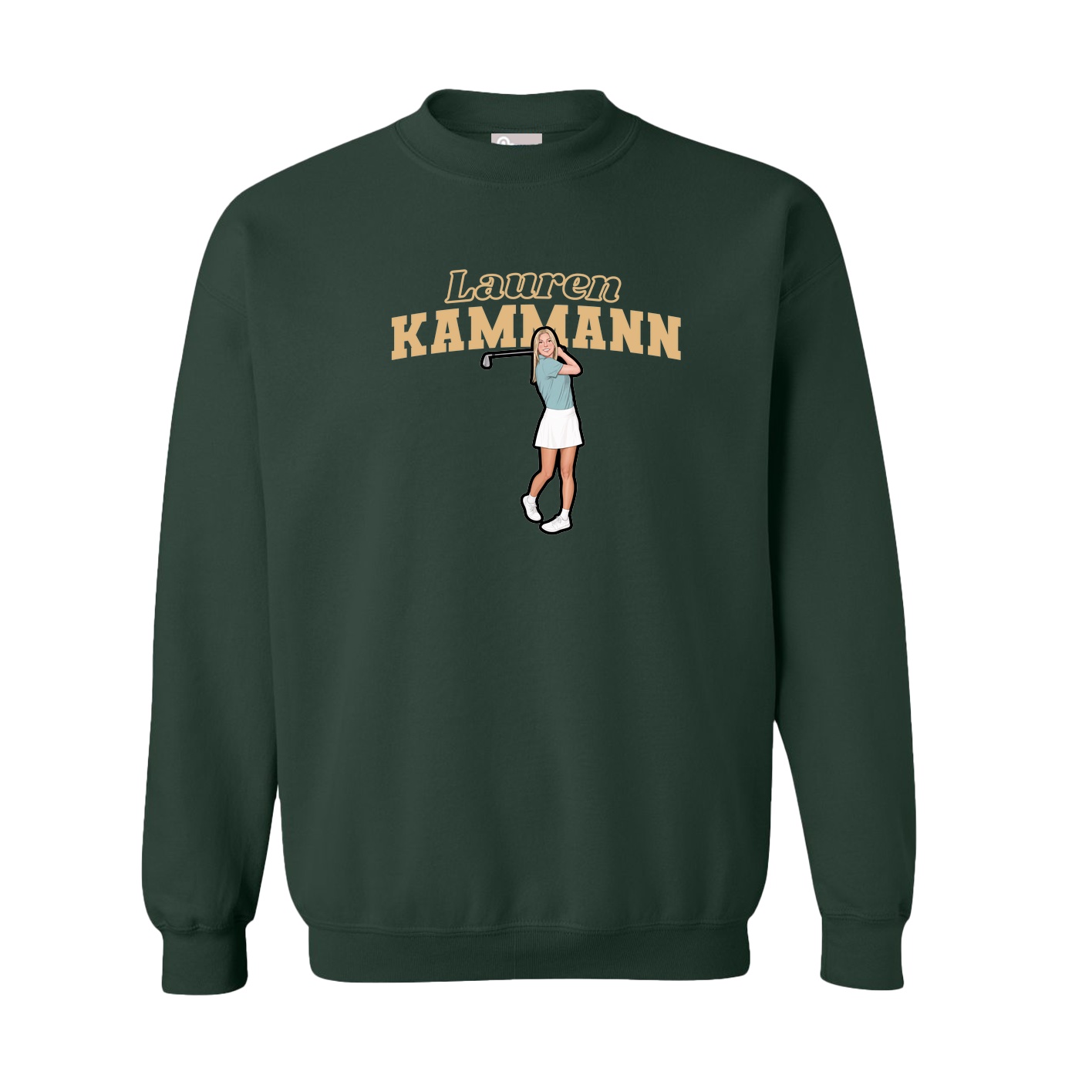 Fleece Crew — Name Arch in Green