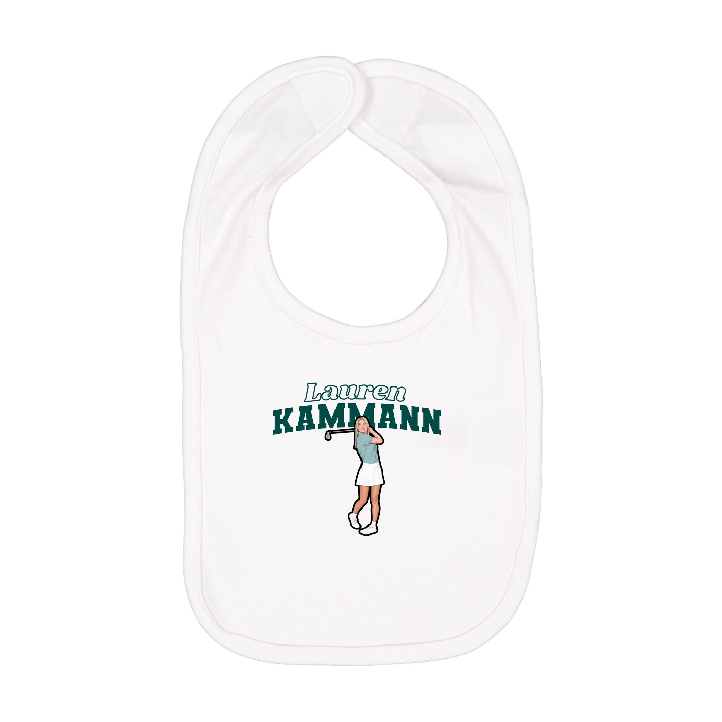 Infant Bib — Name Arch in White