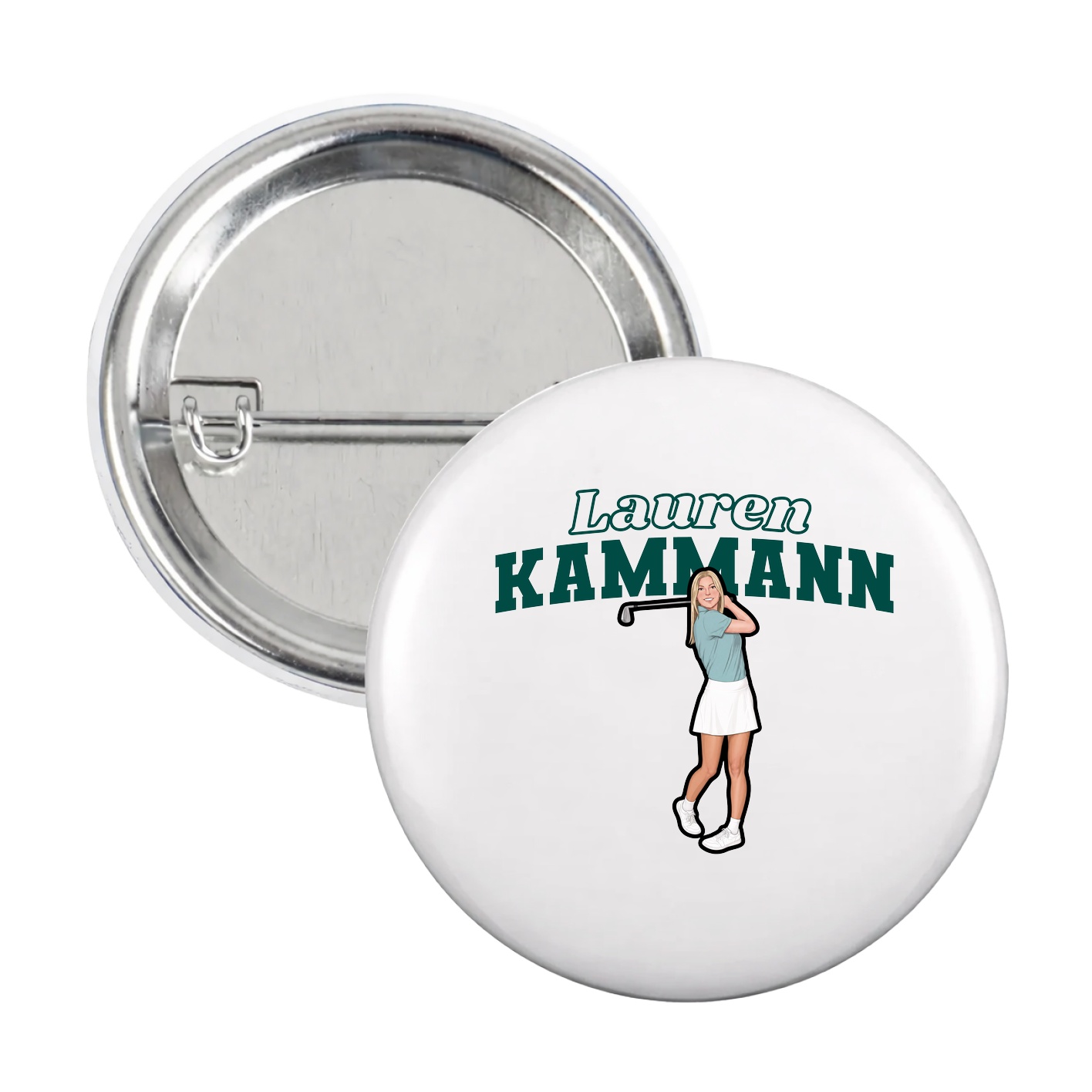 Game Day Button — Name Arch in White