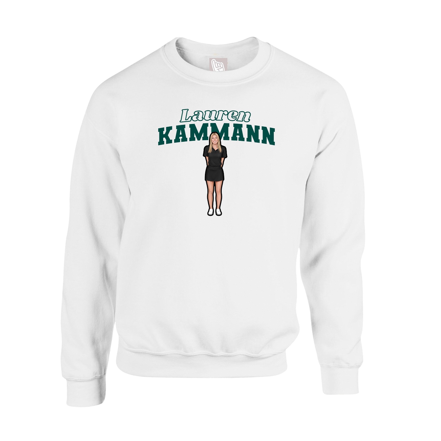 Fleece Crew — Name Arch in White