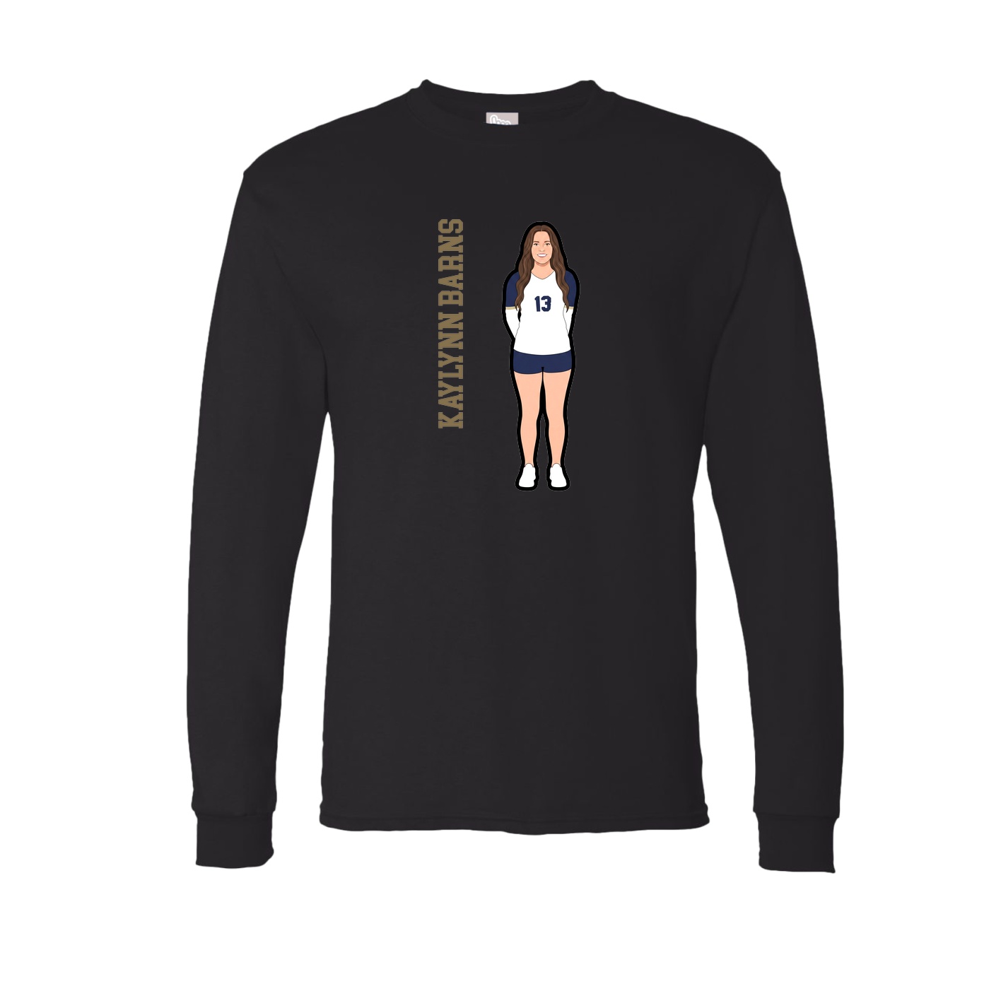 Long Sleeve Tee — Name Vertical in Black