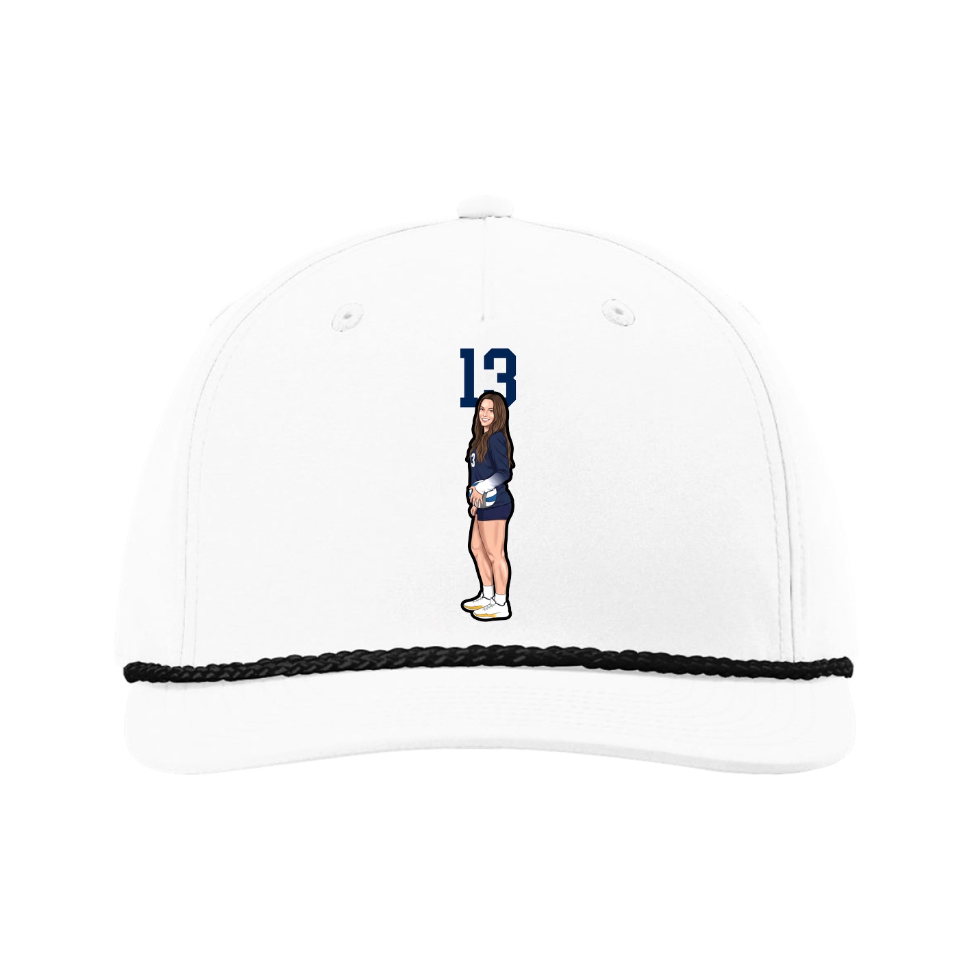 Five-Panel Classic Rope Cap — Number Top in White