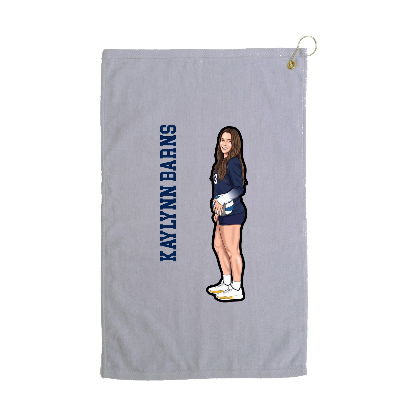 Golf Towel — Name Vertical in Grey