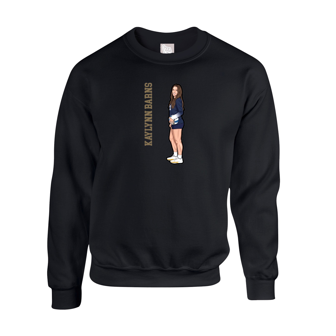 Fleece Crew — Name Vertical in Black
