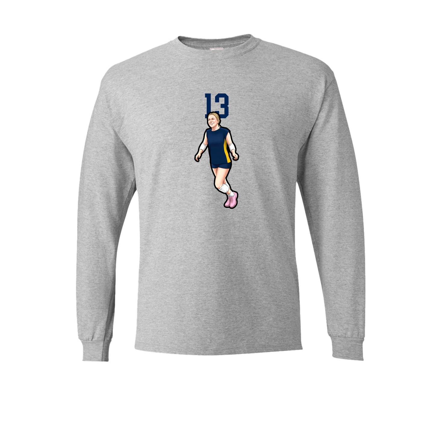 Long Sleeve Tee — Number Top in Grey