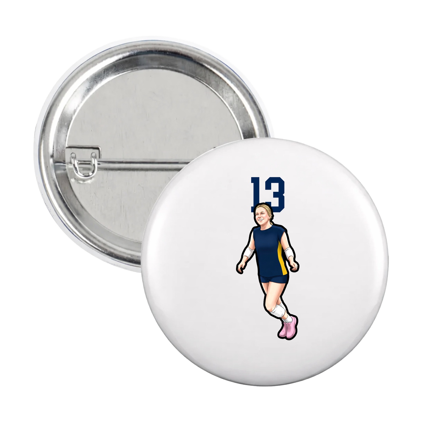Game Day Button — Number Top in White