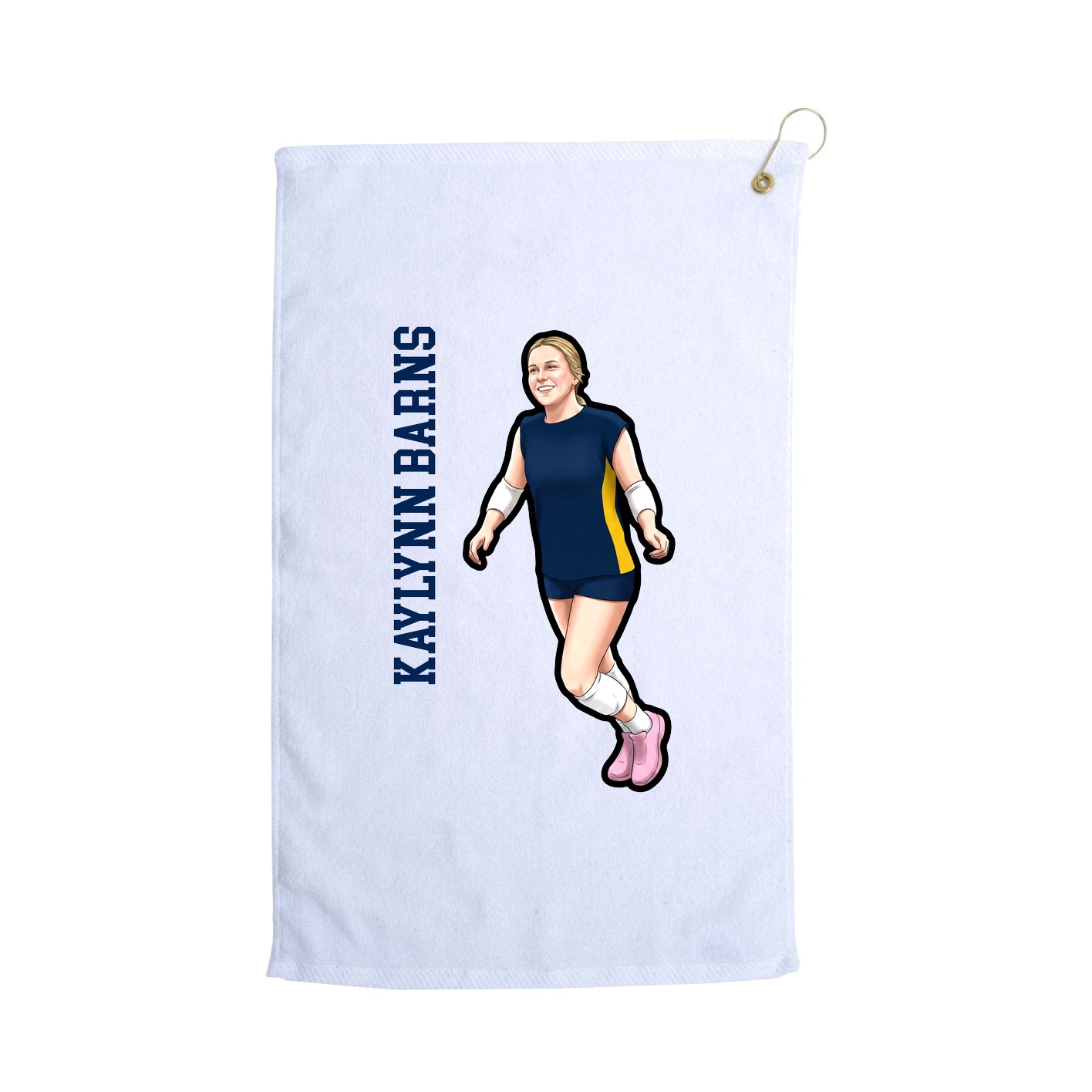 Golf Towel — Name Vertical in White