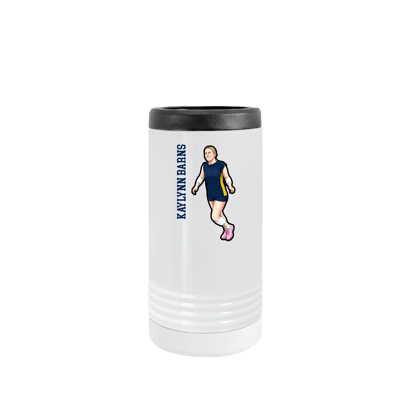Slim Beverage Holder — Name Vertical in White
