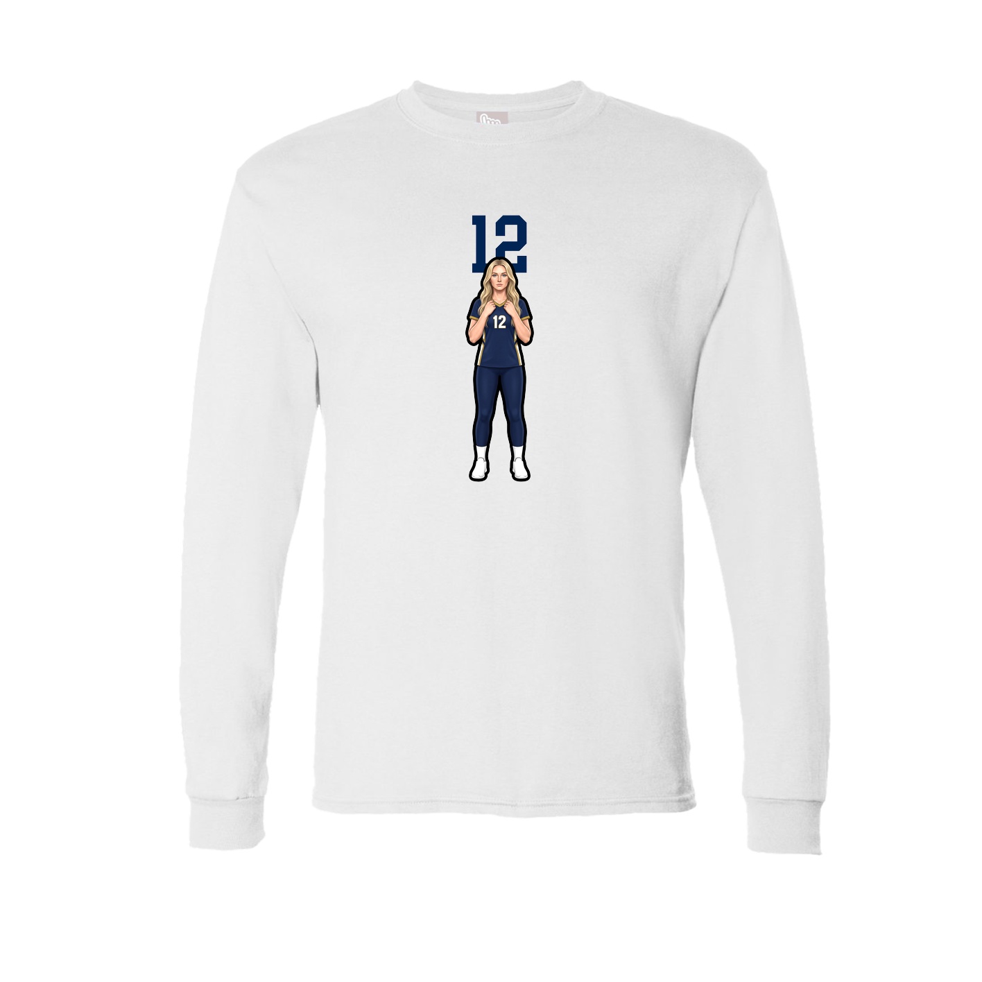 Long Sleeve Tee — Number Top in White
