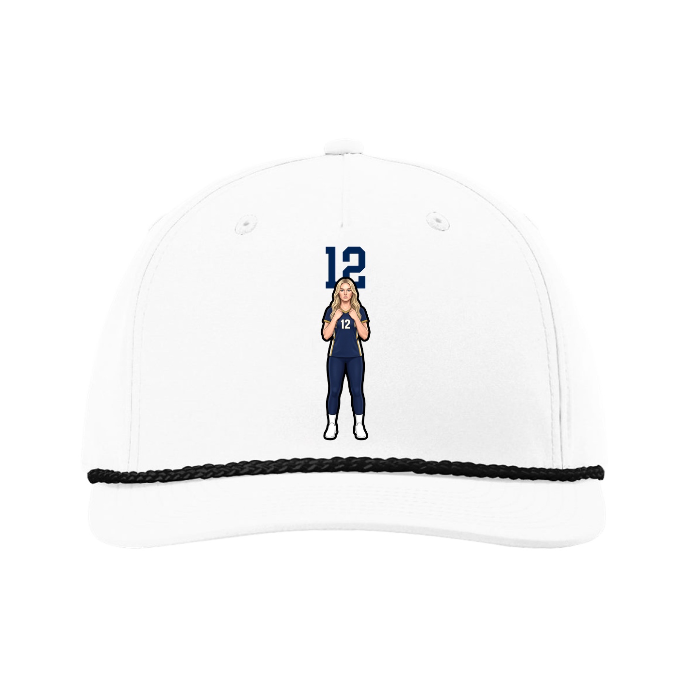 Five-Panel Classic Rope Cap — Number Top in White