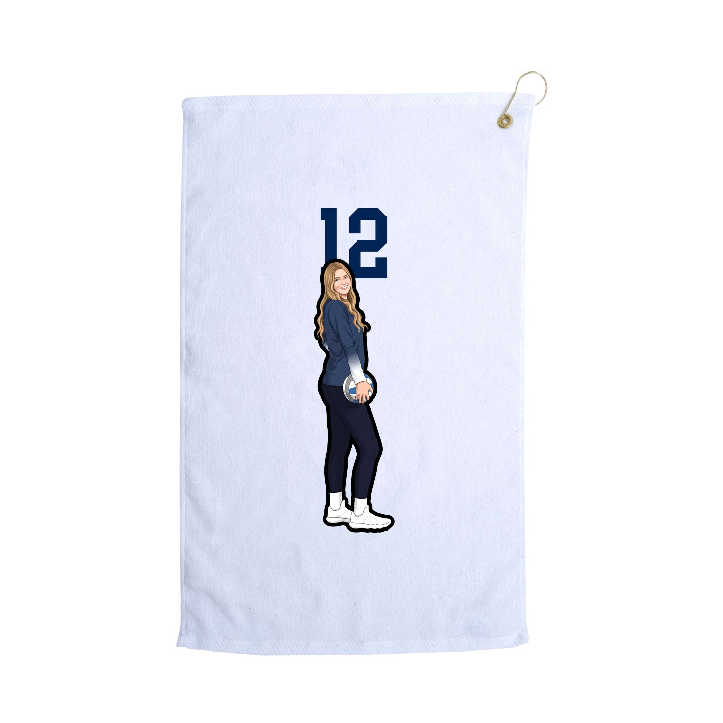 Golf Towel — Number Top in White