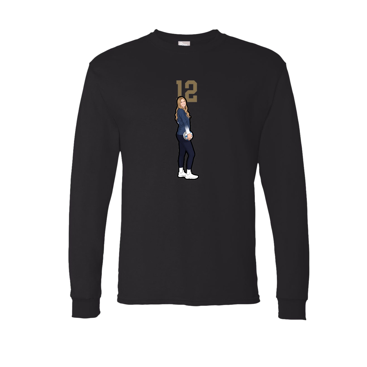Long Sleeve Tee — Number Top in Black