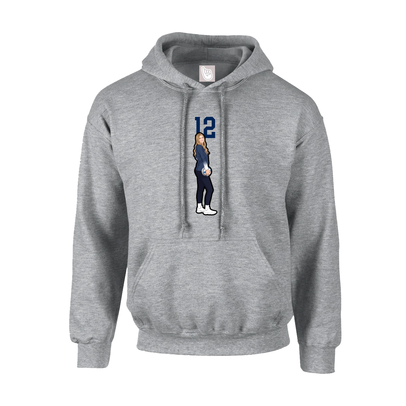 Hoodie — Number Top in Grey