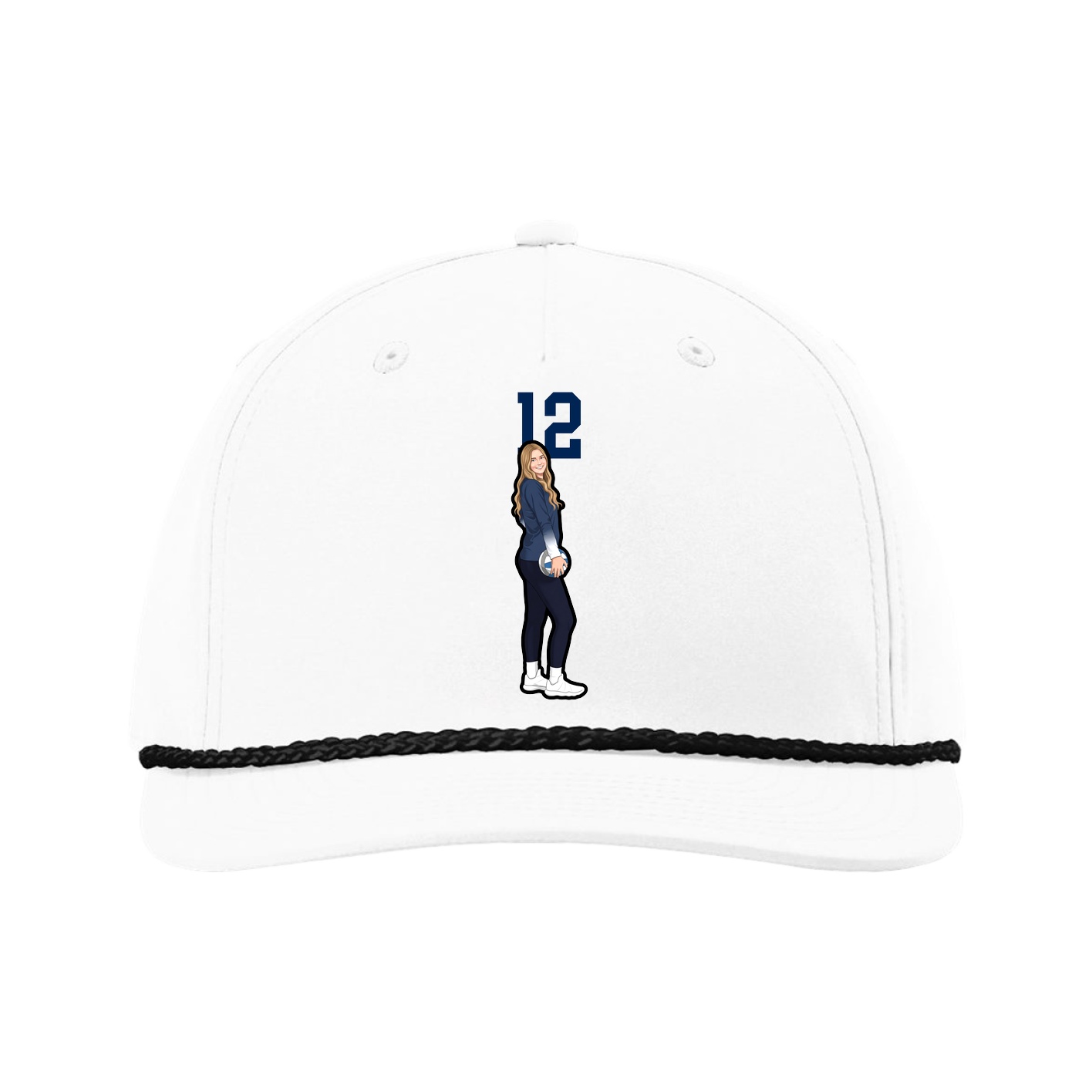 Five-Panel Classic Rope Cap — Number Top in White