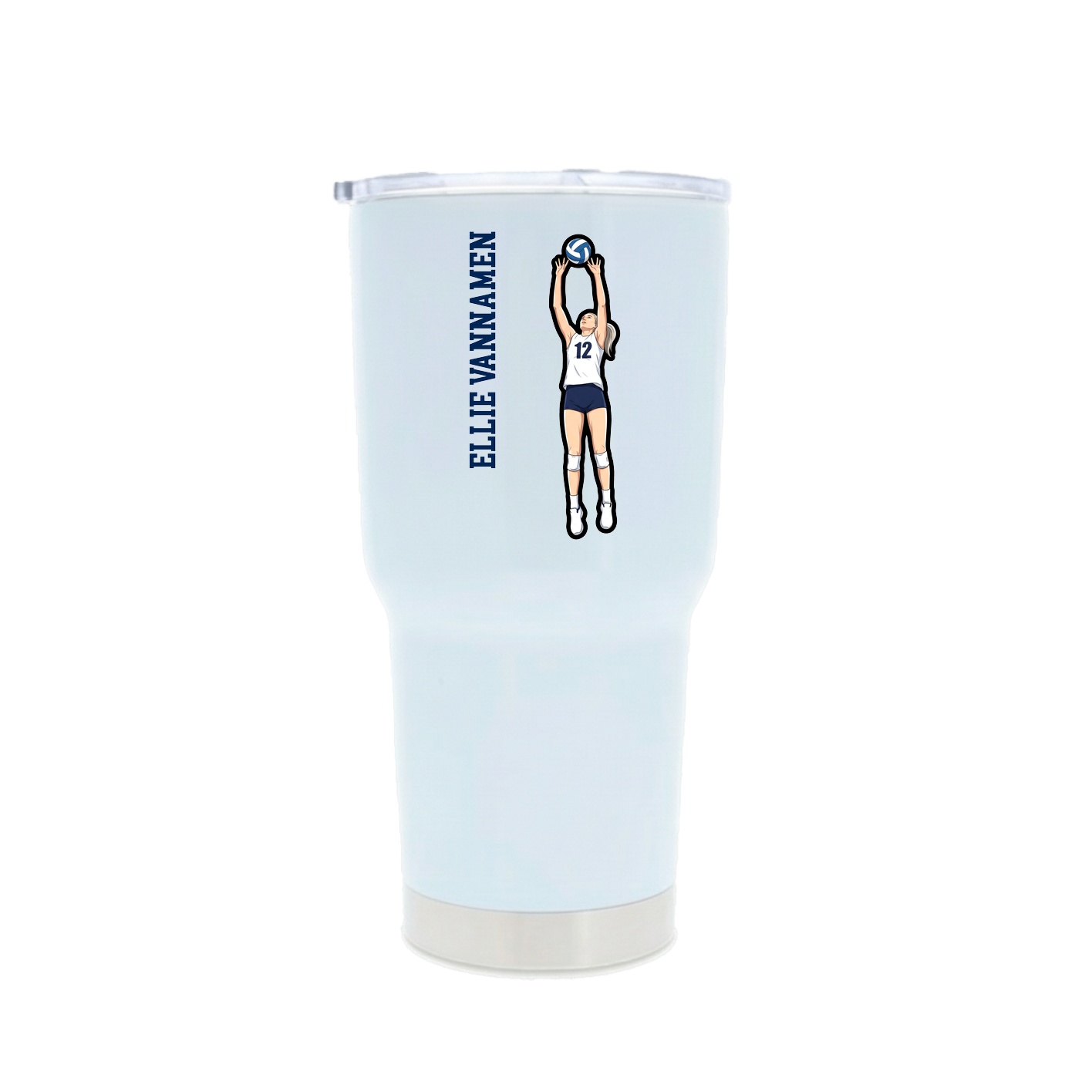 30oz Stainless Steel Tumbler — Name Vertical in White