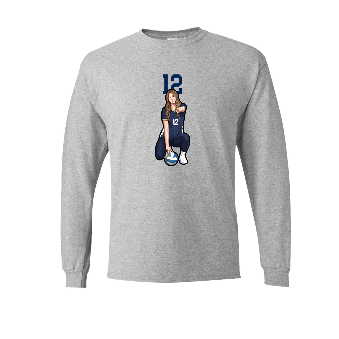 Long Sleeve Tee — Number Top in Grey
