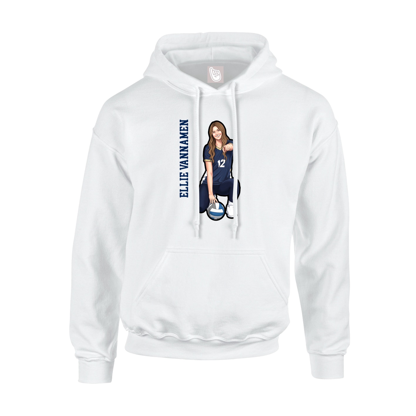 Hoodie — Name Vertical in White