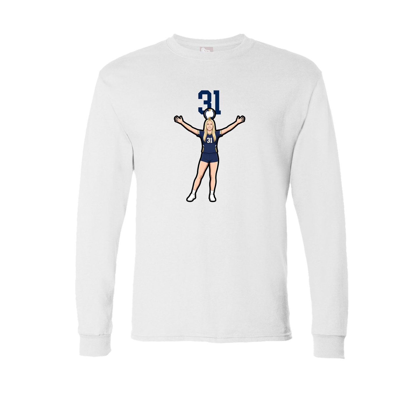 Long Sleeve Tee — Number Top in White