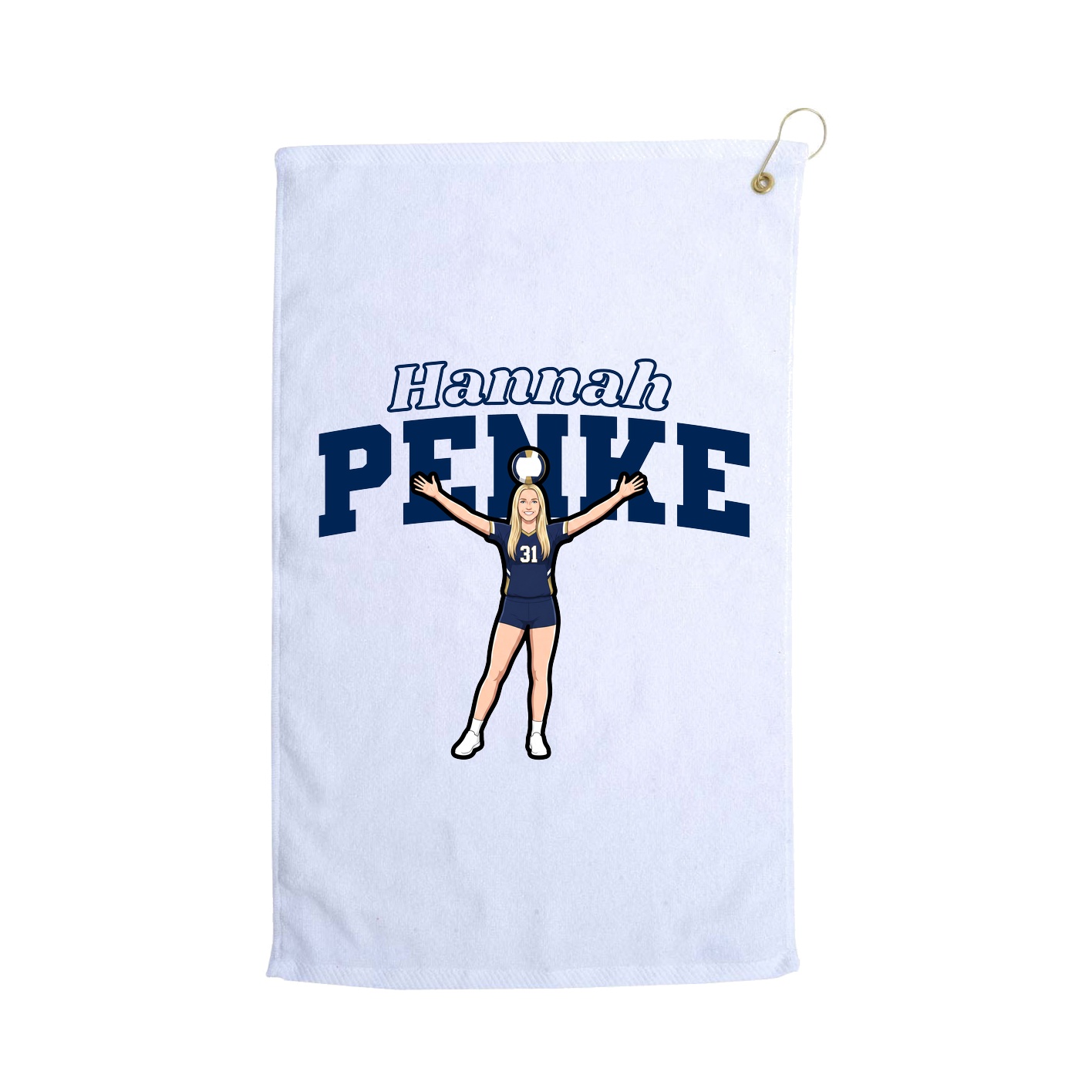 Golf Towel — Name Arch in White