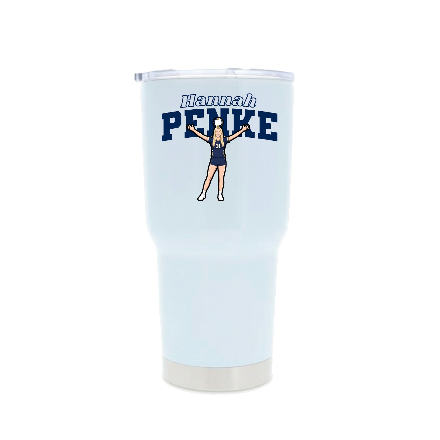 30oz Stainless Steel Tumbler — Name Arch in White