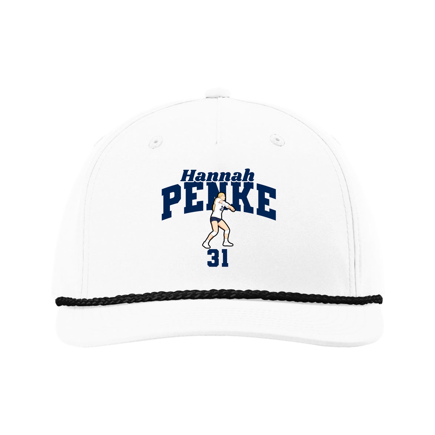 Five-Panel Classic Rope Cap — Signature Arch in White
