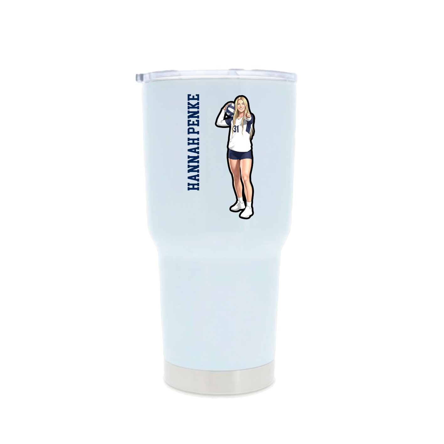 30oz Stainless Steel Tumbler — Name Vertical in White