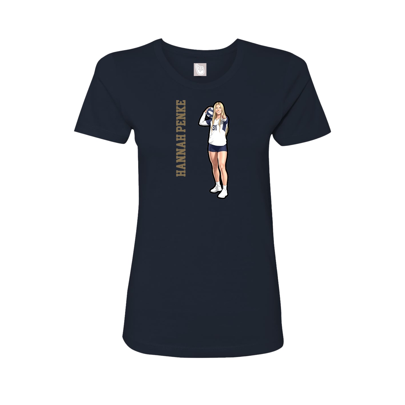 Fitted Women's Tee — Name Vertical in Navy
