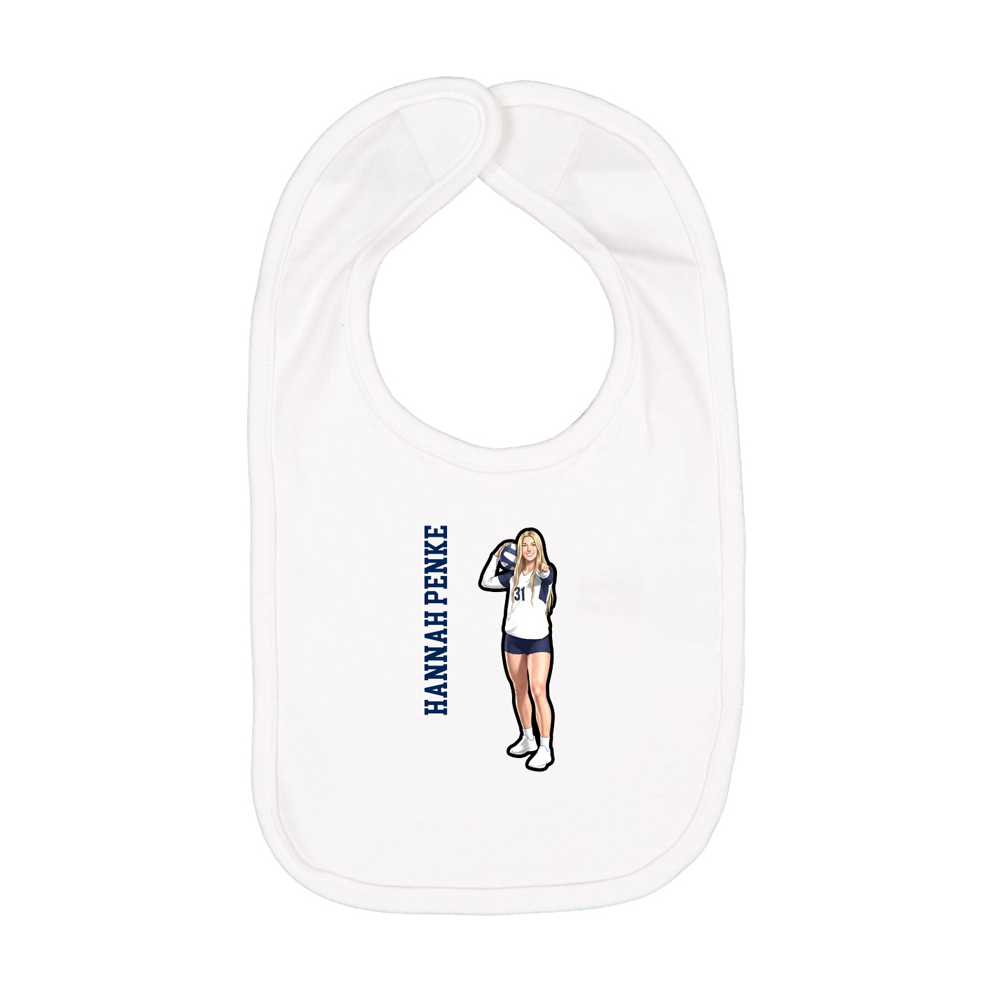 Infant Bib — Name Vertical in White