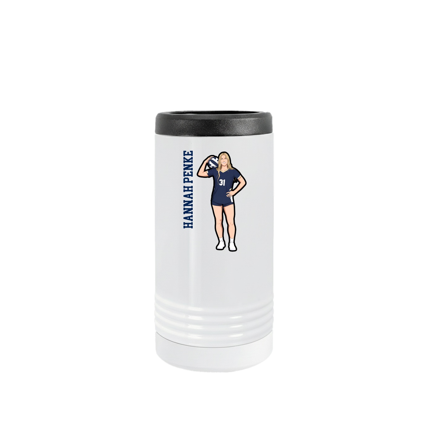 Slim Beverage Holder — Name Vertical in White