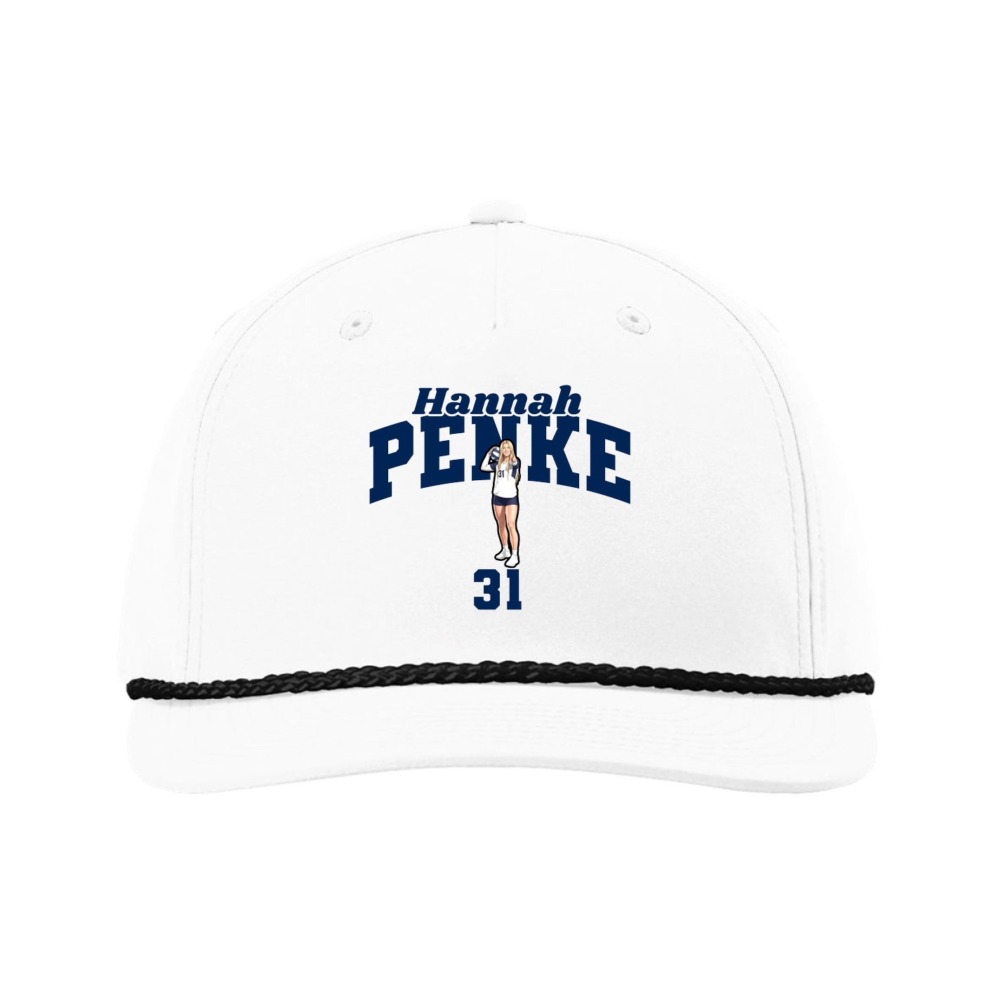 Five-Panel Classic Rope Cap — Signature Arch in White