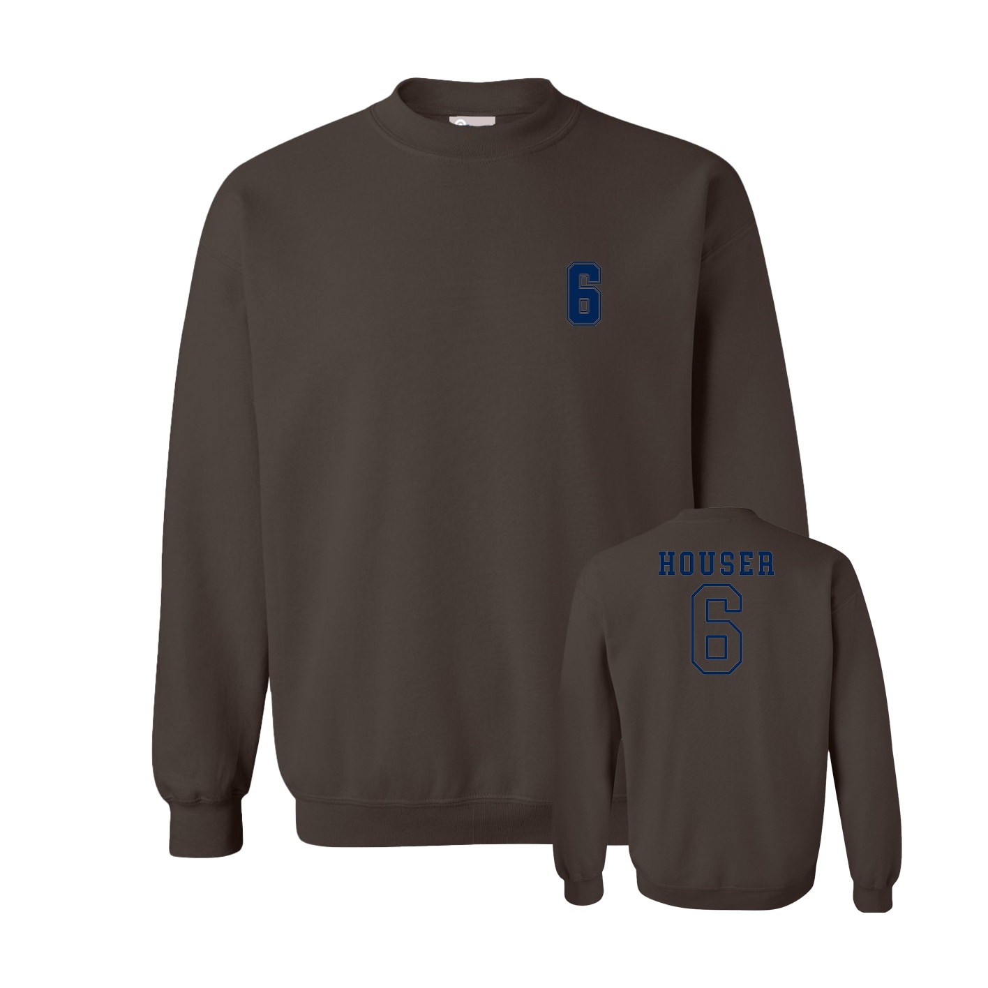 Fleece Crew — Chest Back in Brown