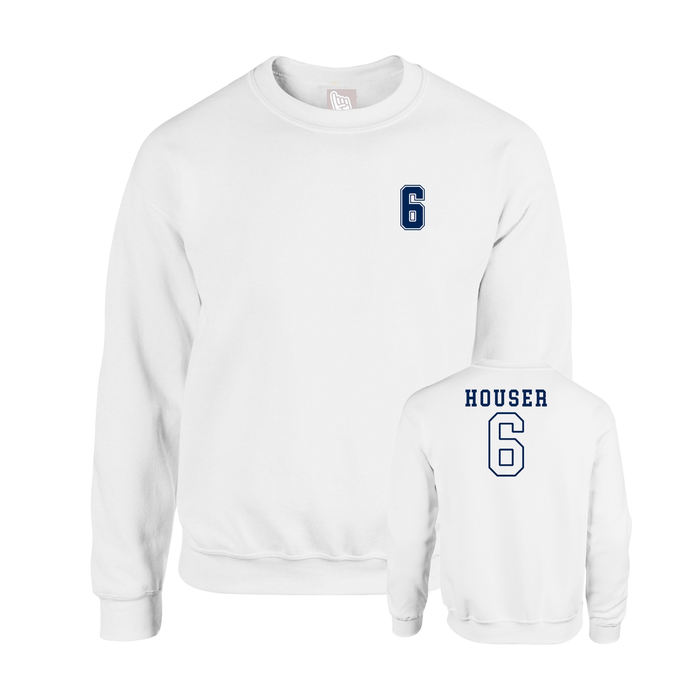 Fleece Crew — Chest Back in White
