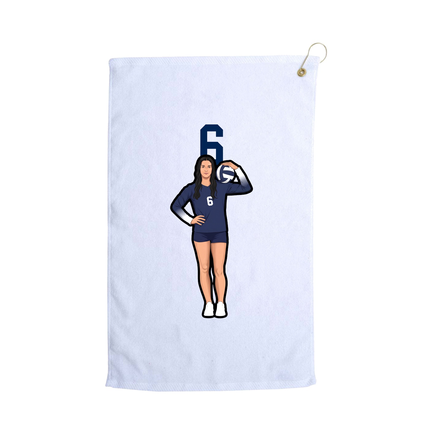 Golf Towel — Number Top in White