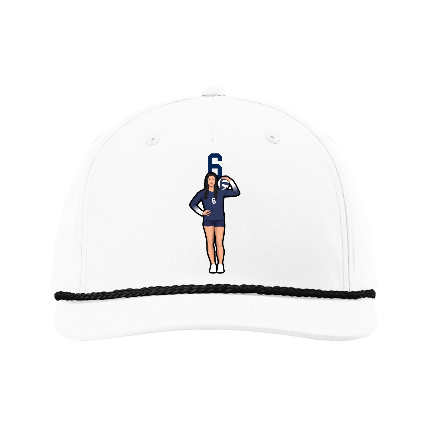 Five-Panel Classic Rope Cap — Number Top in White