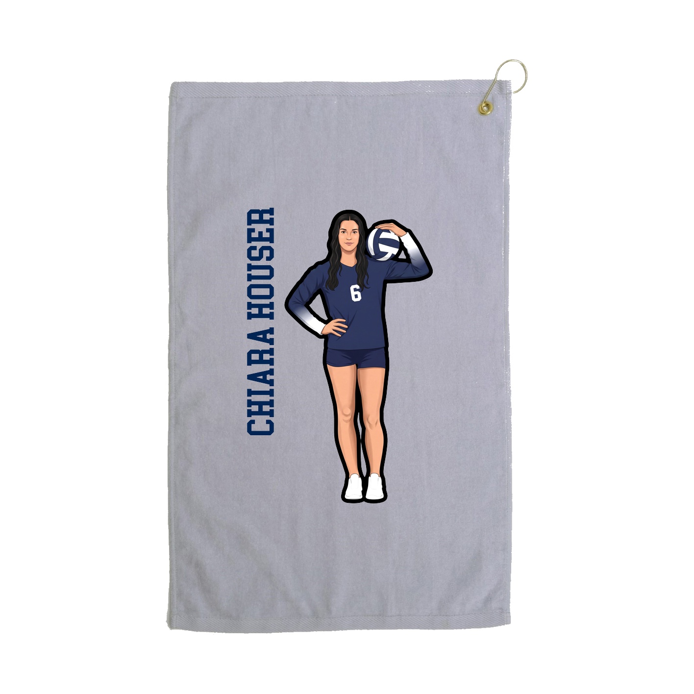 Golf Towel — Name Vertical in Grey