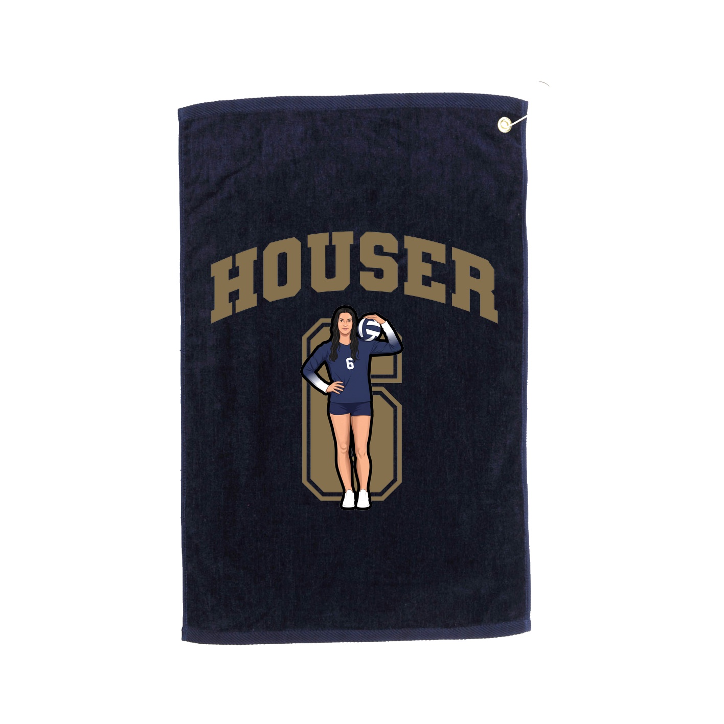 Golf Towel — Number in Navy