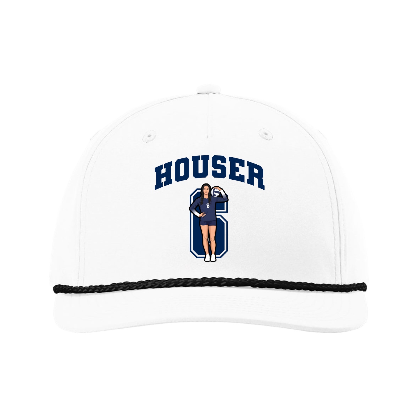 Five-Panel Classic Rope Cap — Number in White