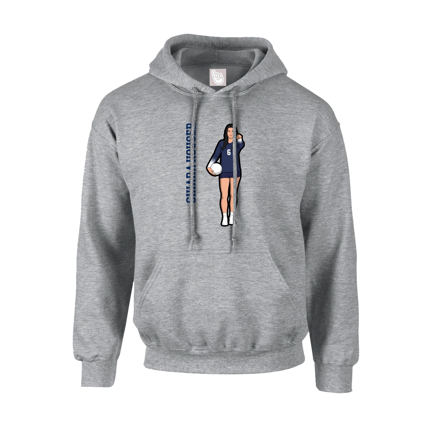 Hoodie — Name Vertical in Grey