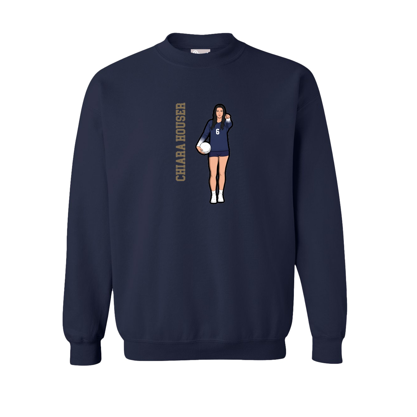 Fleece Crew — Name Vertical in Navy
