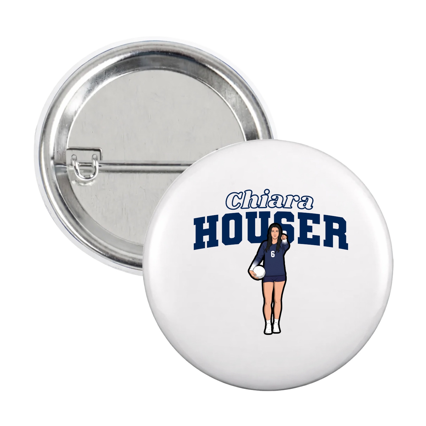 Game Day Button — Name Arch in White