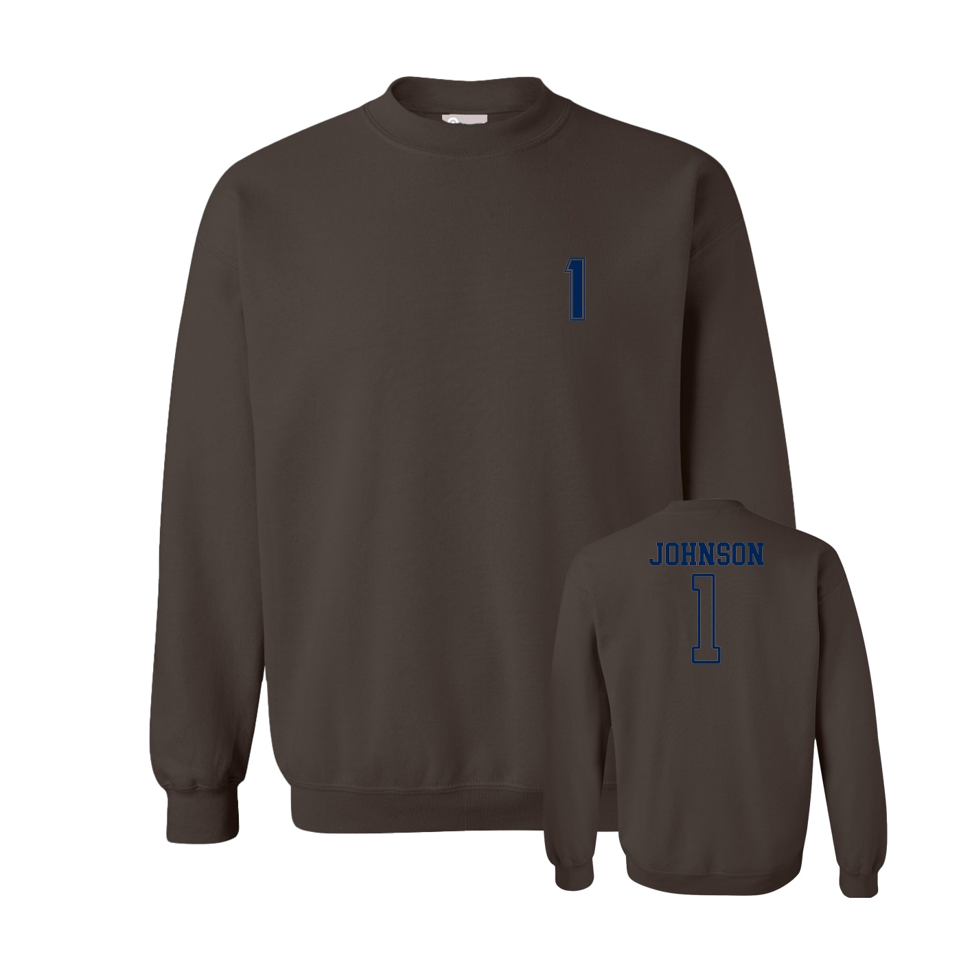 Fleece Crew — Chest Back in Brown