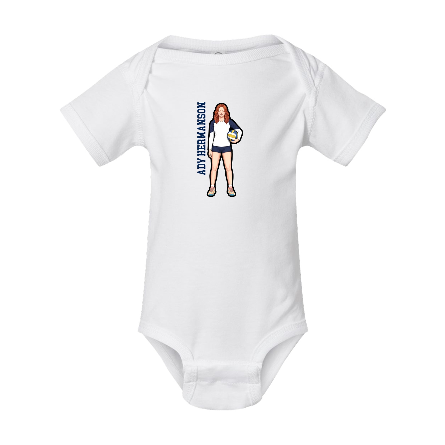 Baby Onesie — Name Vertical in White