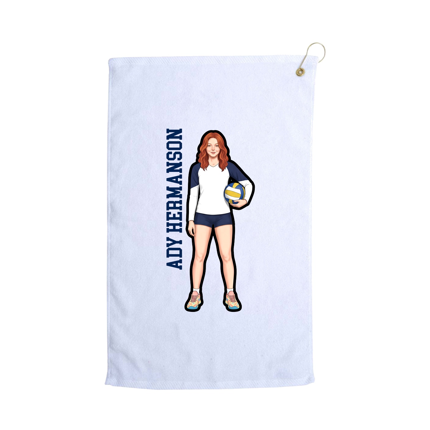 Golf Towel — Name Vertical in White