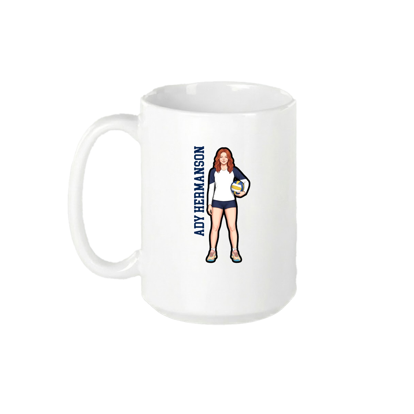 15oz Coffee Mug — Name Vertical in White