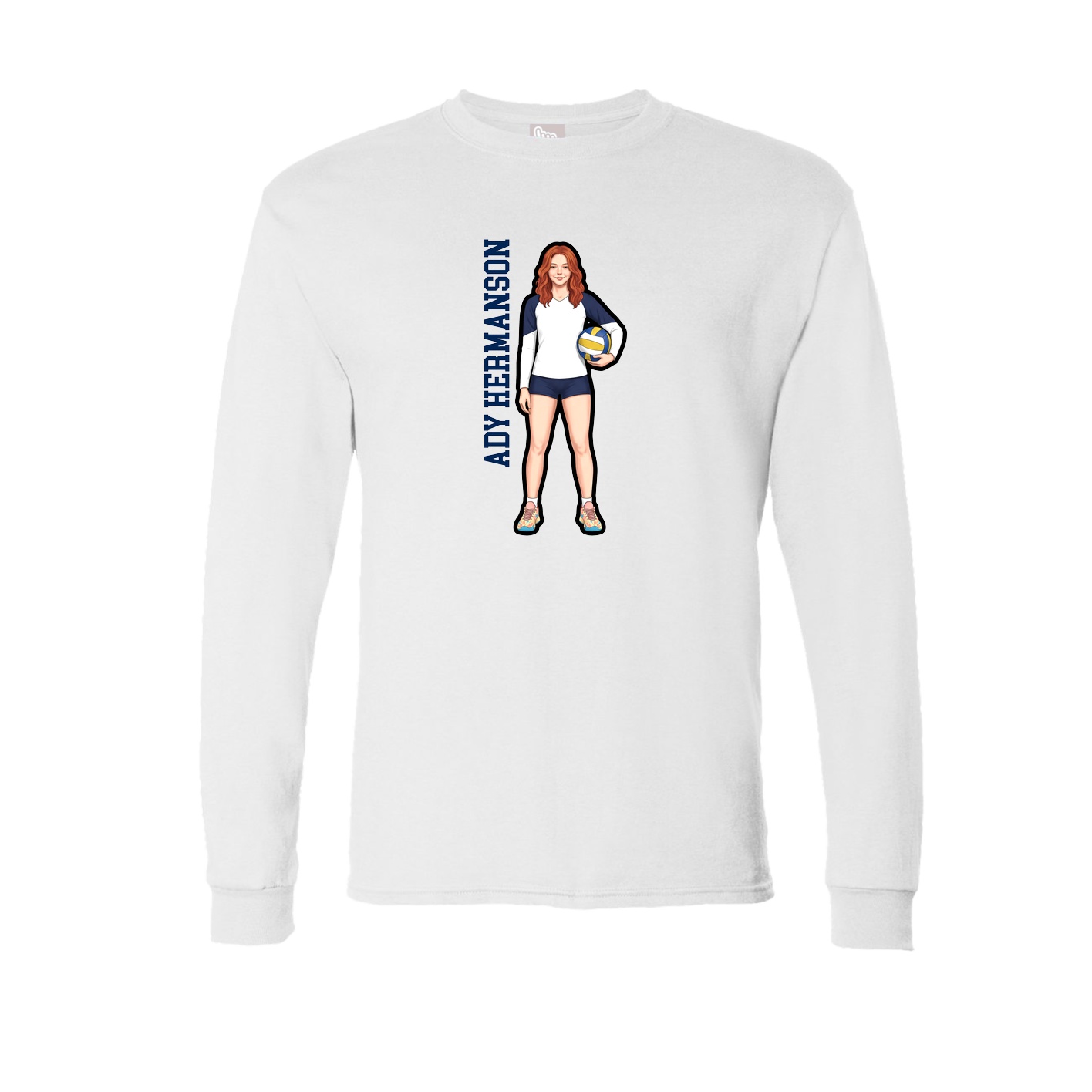 Long Sleeve Tee — Name Vertical in White