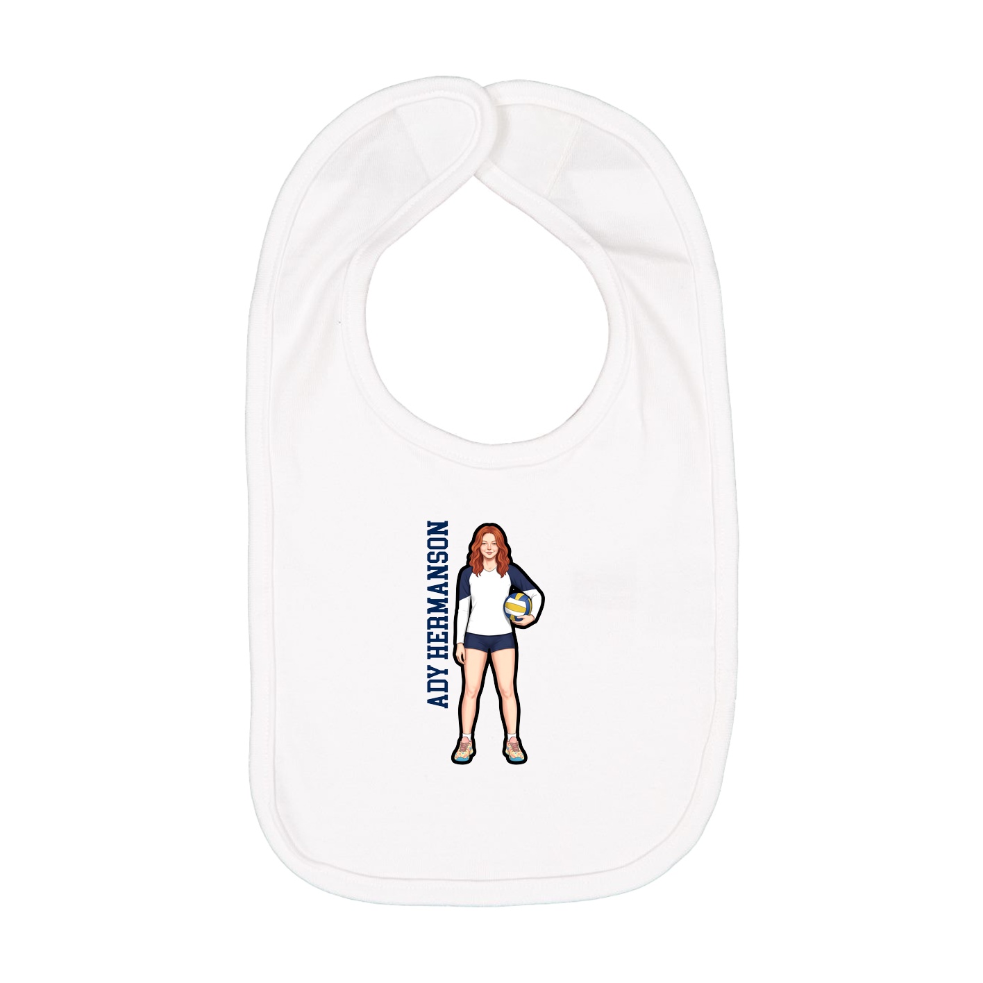 Infant Bib — Name Vertical in White