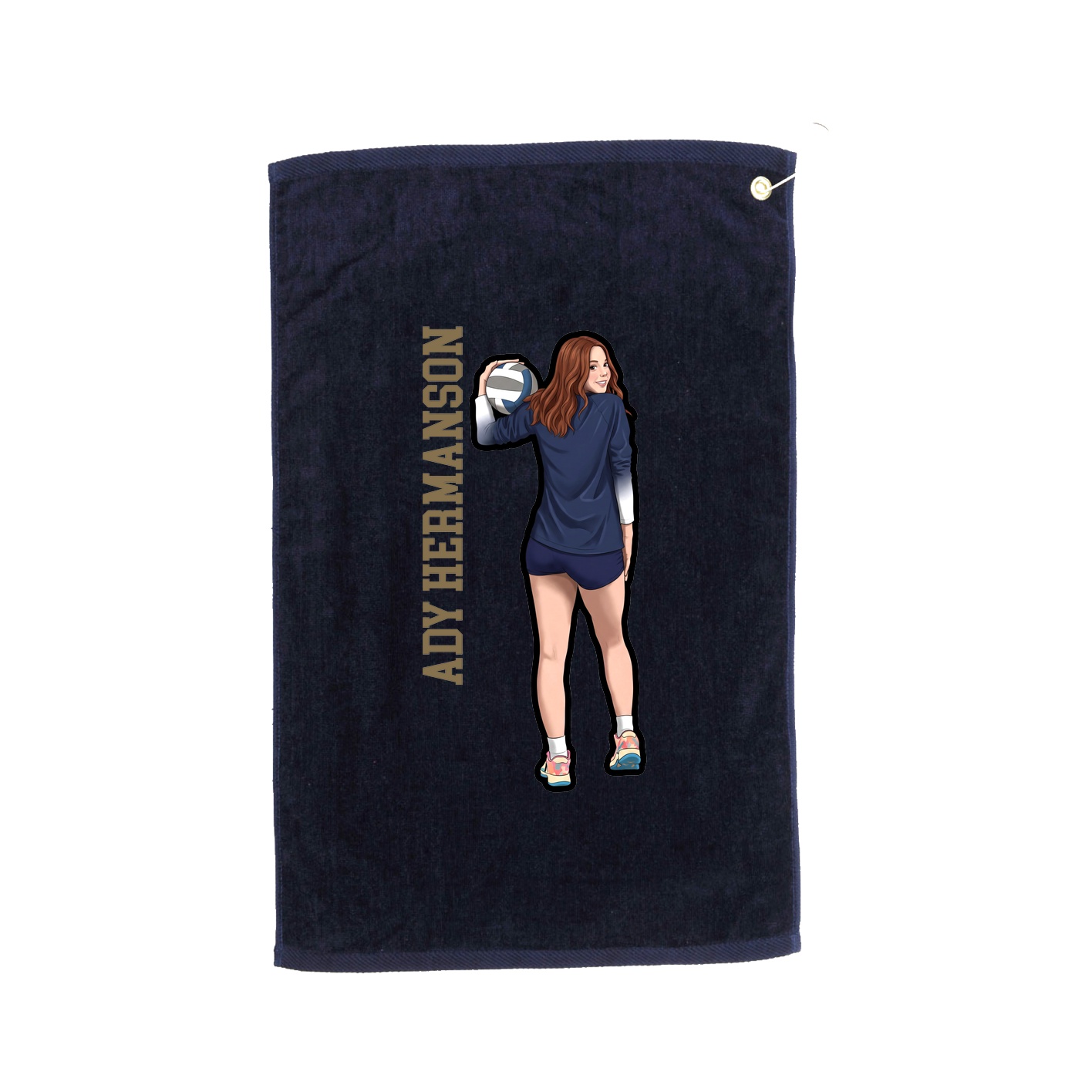 Golf Towel — Name Vertical in Navy