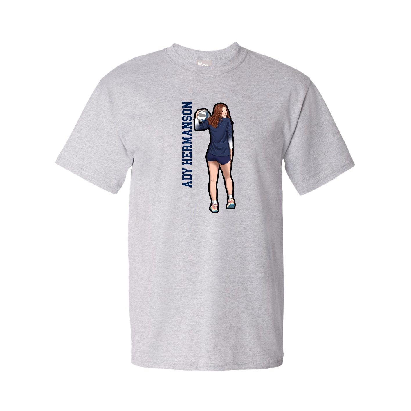 Youth Tee — Name Vertical in Grey