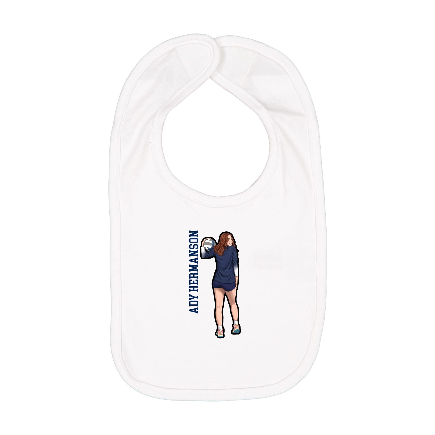 Infant Bib — Name Vertical in White